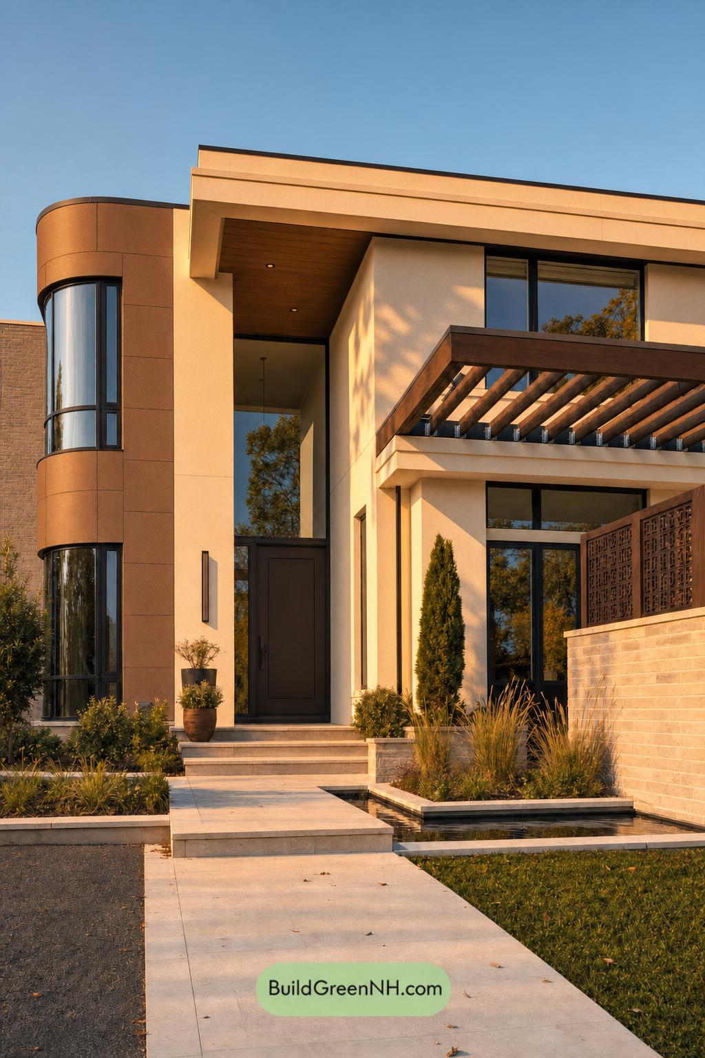 Cream Color House Exterior Paint Scheme: Vanilla Copper Quiet - Golden Hour