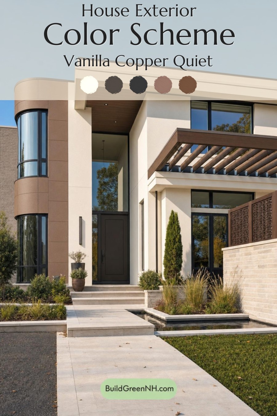 Cream Color House Exterior Paint Scheme: Vanilla Copper Quiet