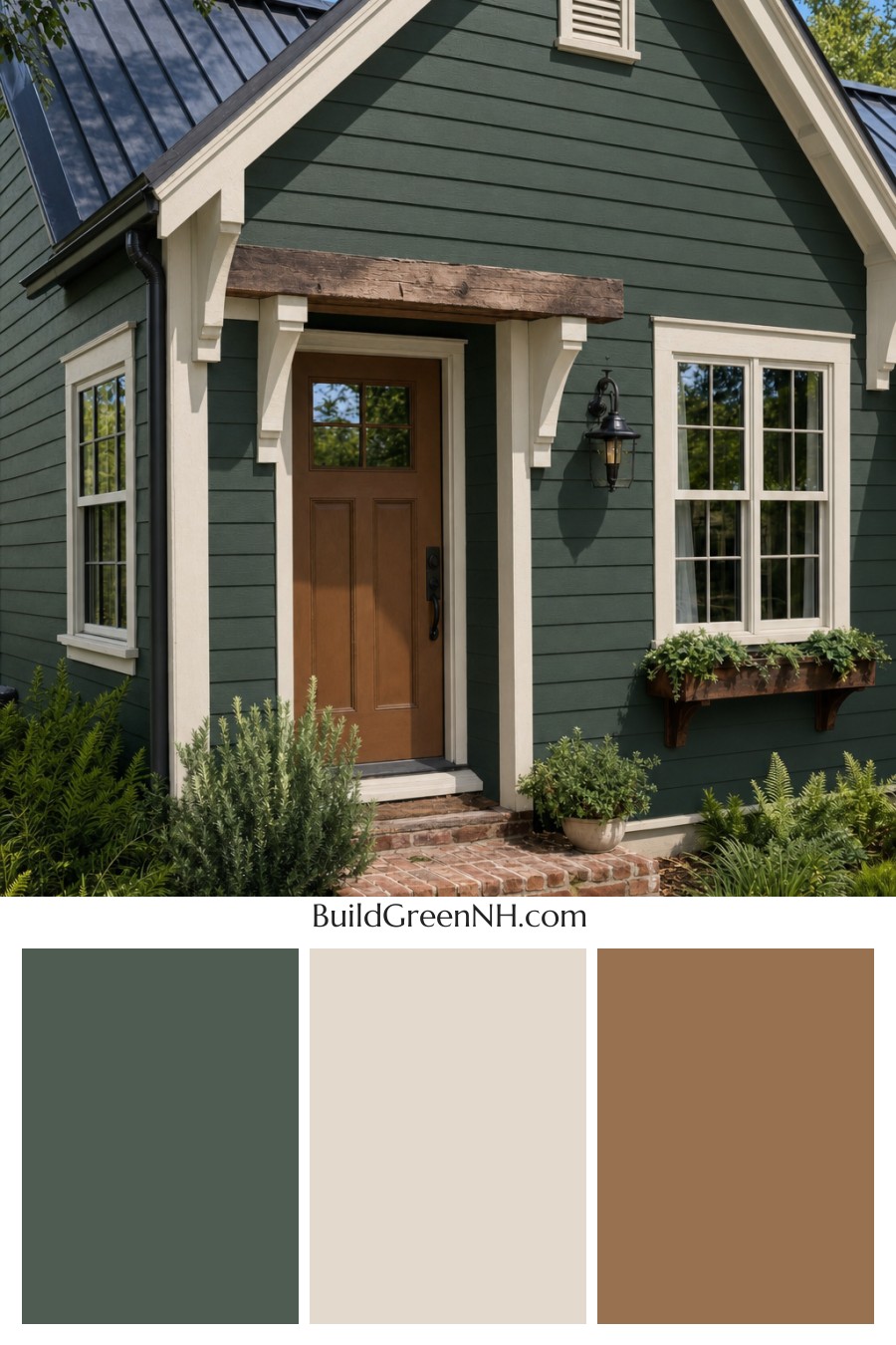 Earthy Green Cottage House Exterior Color Scheme: Fern Umber Cottage