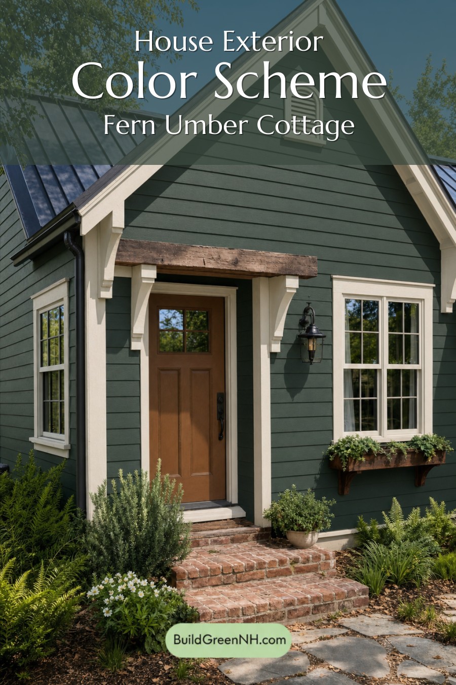 Earthy Green Cottage House Exterior Color Scheme: Fern Umber Cottage