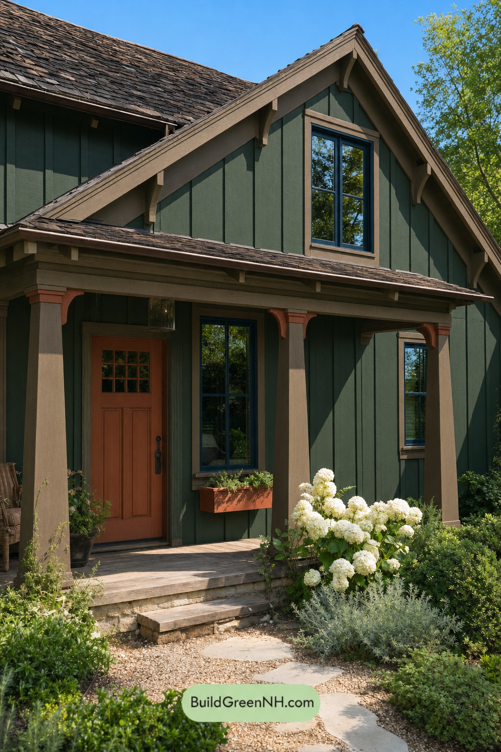 Earthy Green Cottage House Exterior Color Scheme: Olive Clay Welcome
