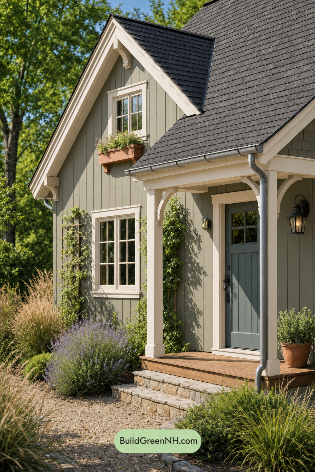 Earthy Green Cottage House Exterior Color Scheme: Smoked Olive Sand