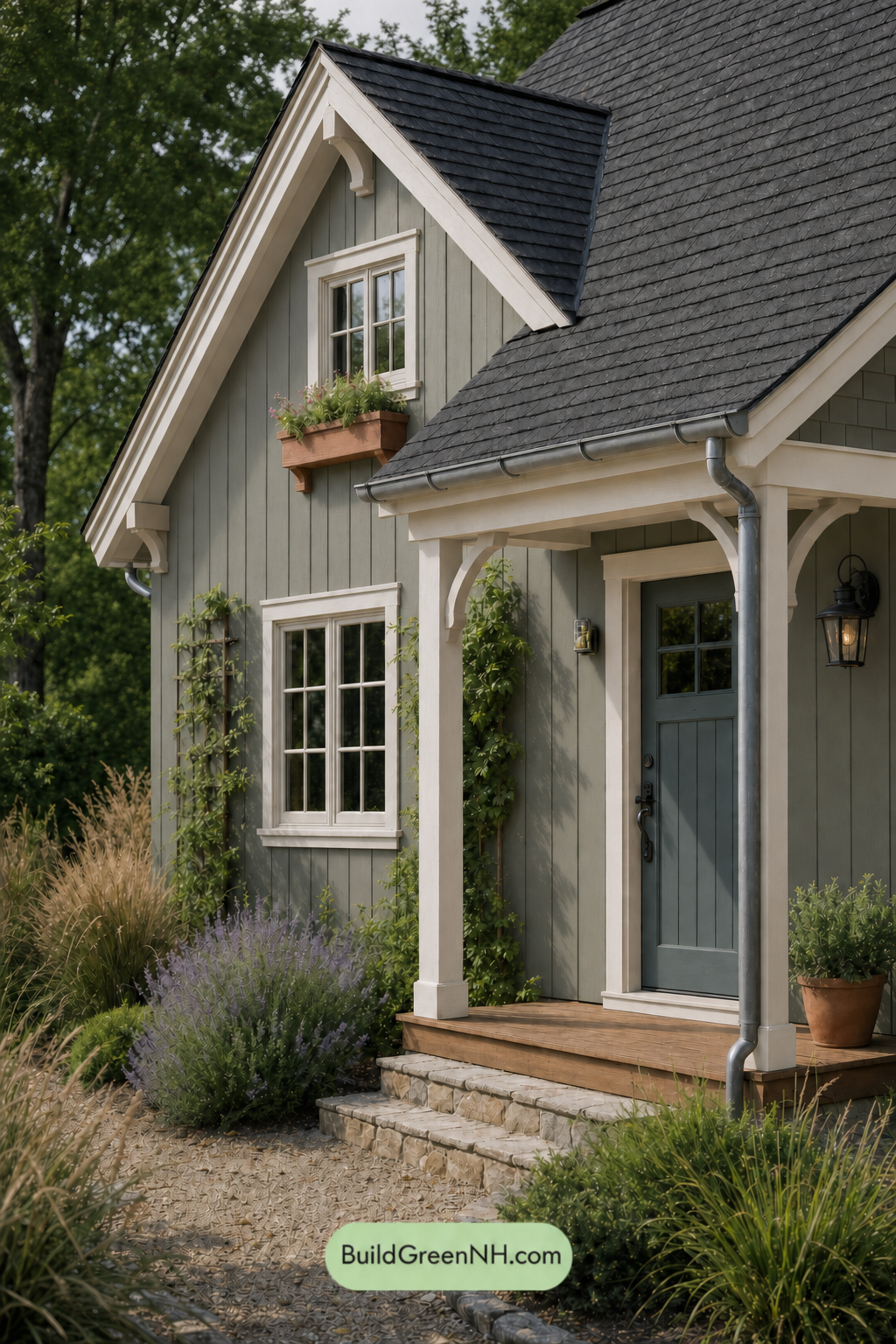 Earthy Green Cottage House Exterior Color Scheme: Smoked Olive Sand - Overcast