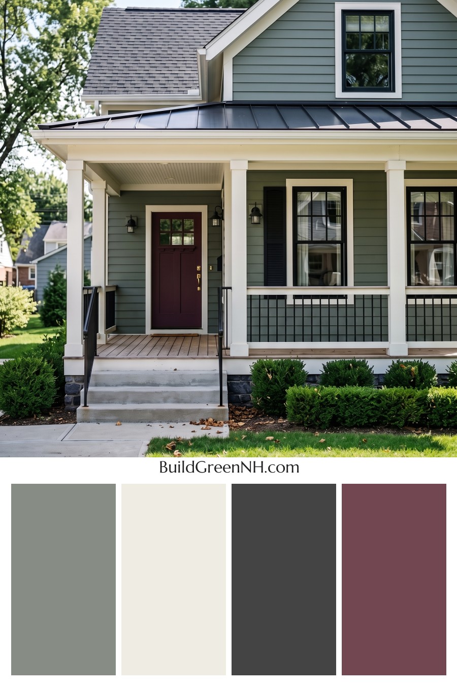 Green Farmhouse Exterior Color Scheme: Basil Iron Gable