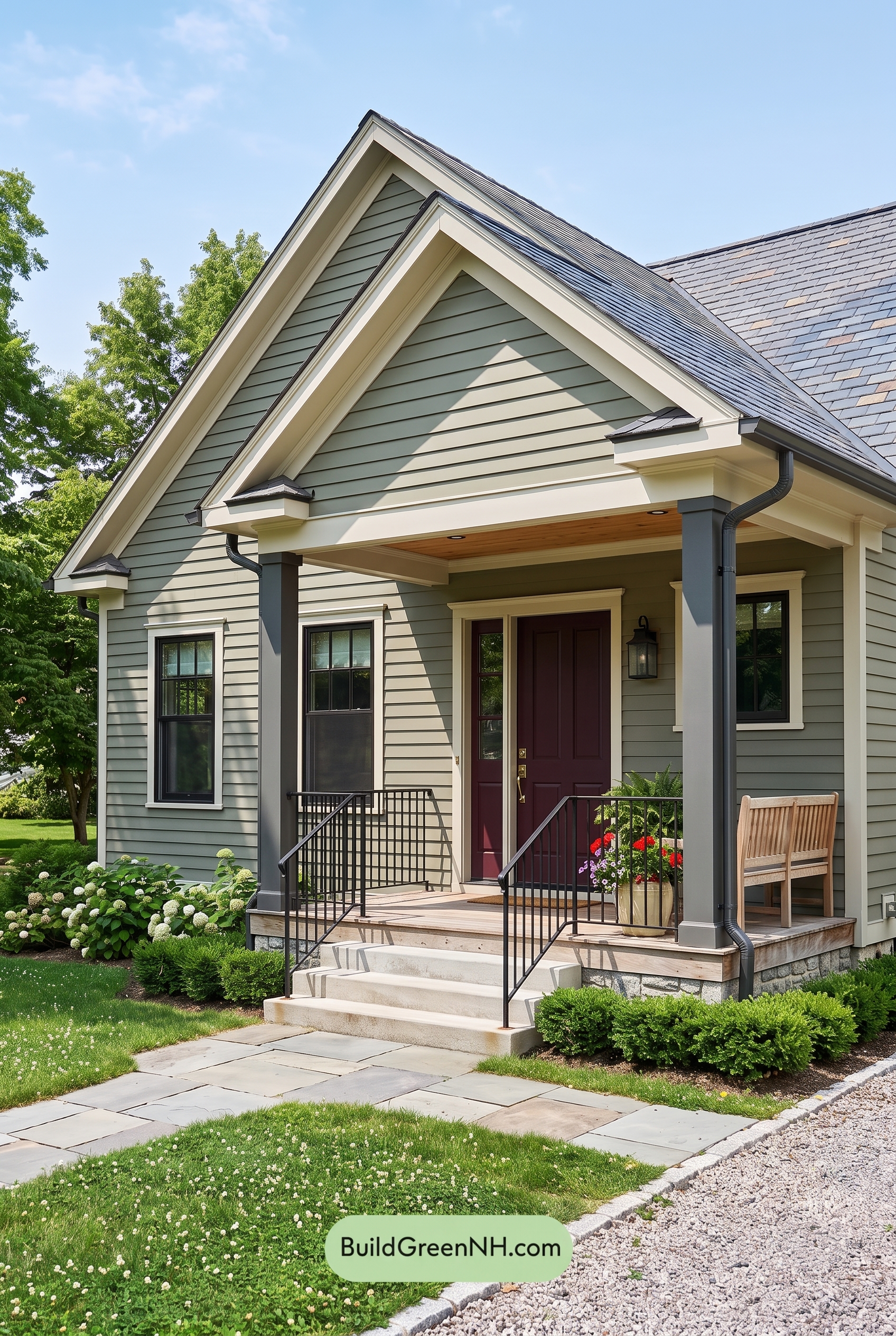 Green Farmhouse Exterior Color Scheme: Caper Graphite Porch