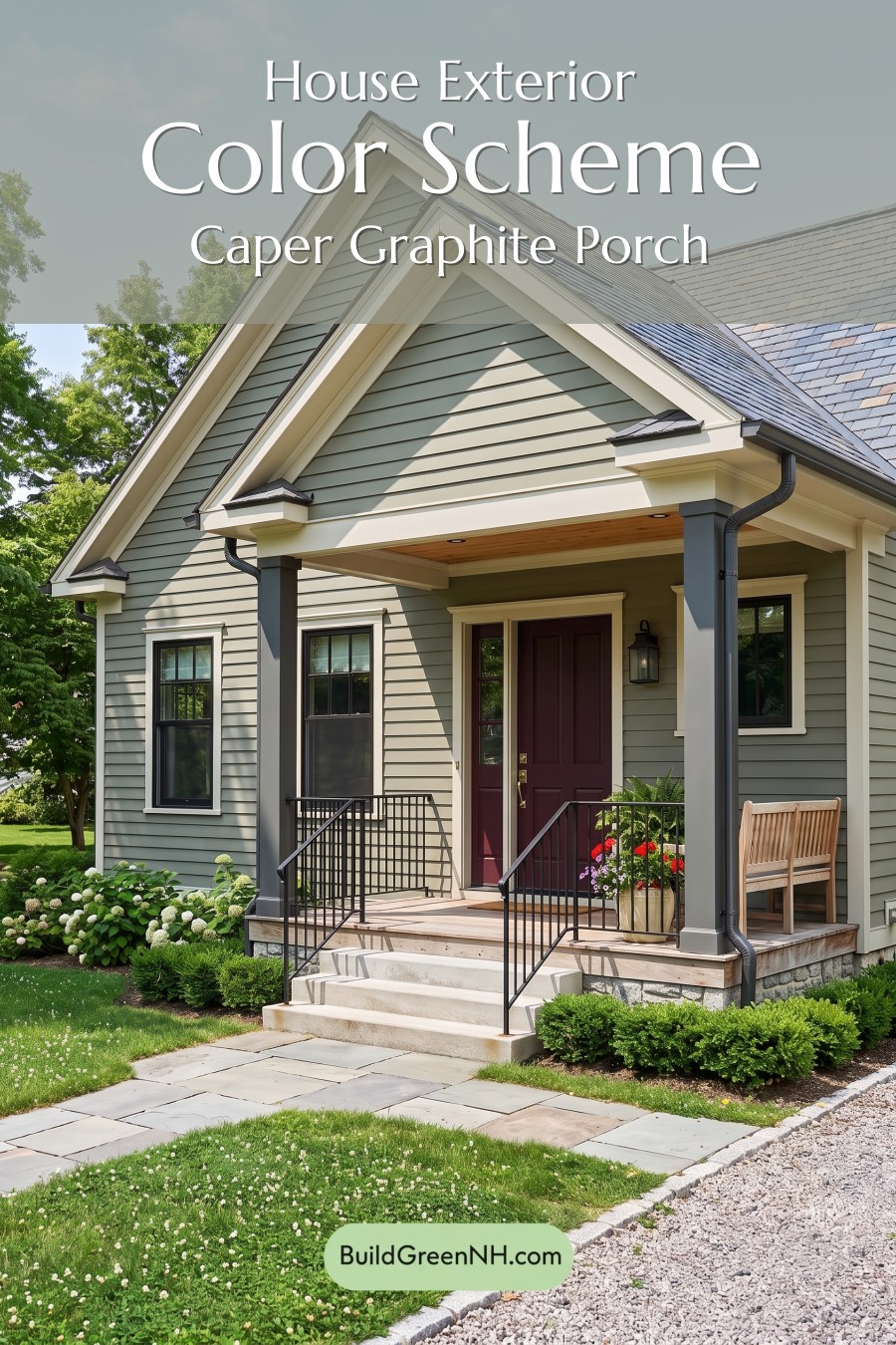 Green Farmhouse Exterior Color Scheme: Caper Graphite Porch