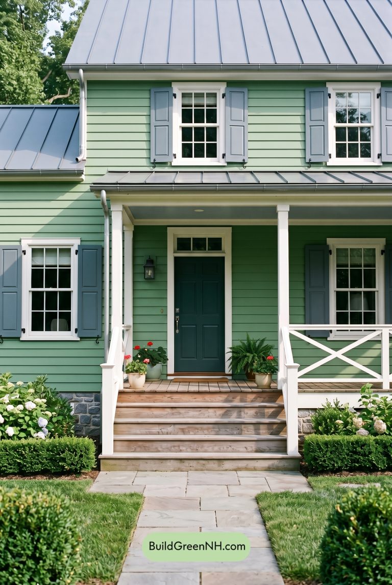 Green Farmhouse Exterior Color Scheme: Fern White Hearth