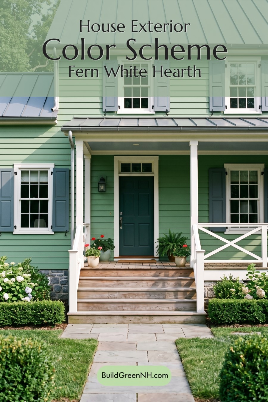Green Farmhouse Exterior Color Scheme: Fern White Hearth