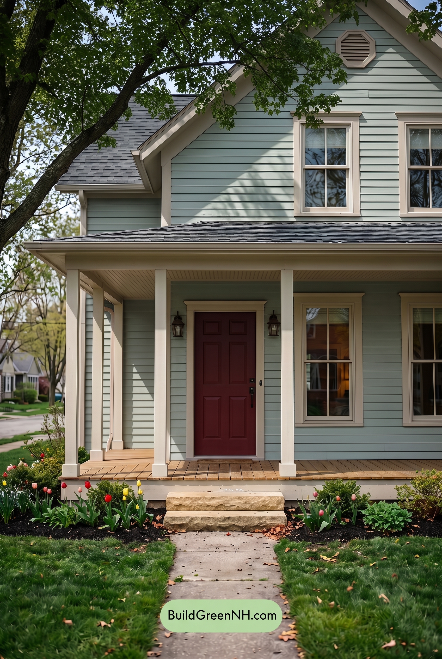 Green Farmhouse Exterior Color Scheme: Mint Cream Welcome - Shade