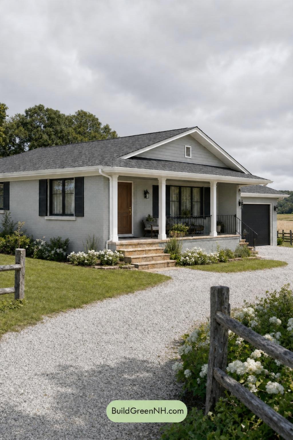 Green Ranch House Exterior Color Scheme: Cedar Quiet - Overcast