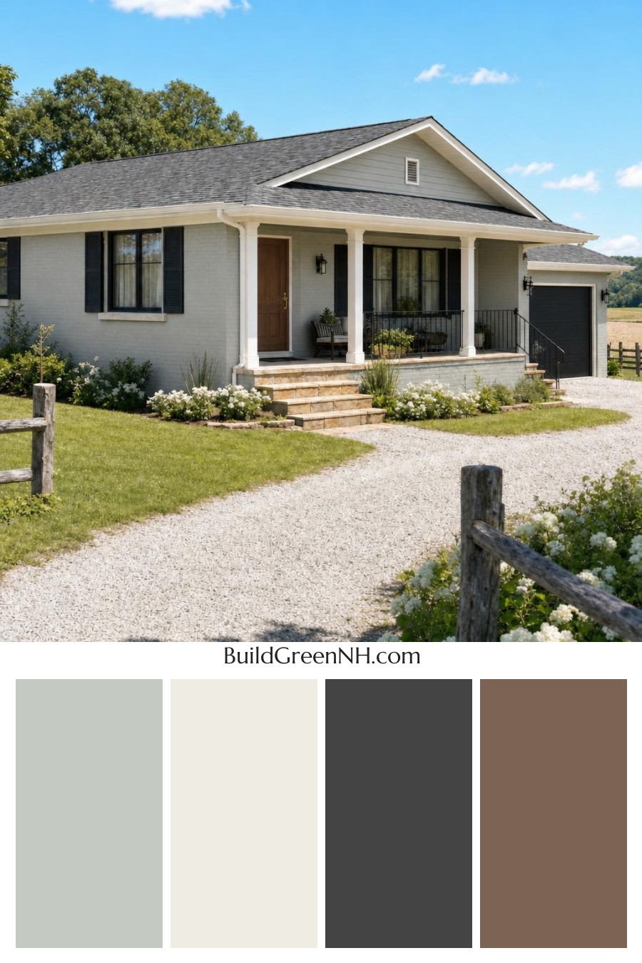Green Ranch House Exterior Color Scheme: Cedar Quiet