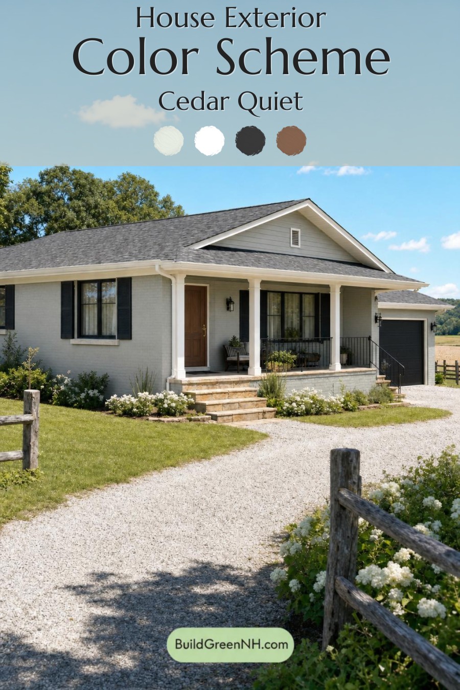 Green Ranch House Exterior Color Scheme: Cedar Quiet