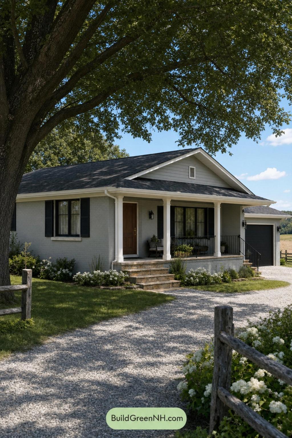 Green Ranch House Exterior Color Scheme: Cedar Quiet - Shade