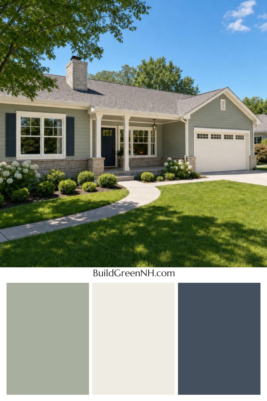 Green Ranch House Exterior Color Scheme: Celadon Poise