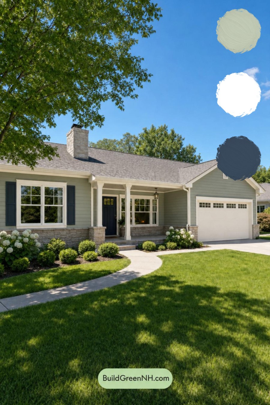 Green Ranch House Exterior Color Scheme: Celadon Poise