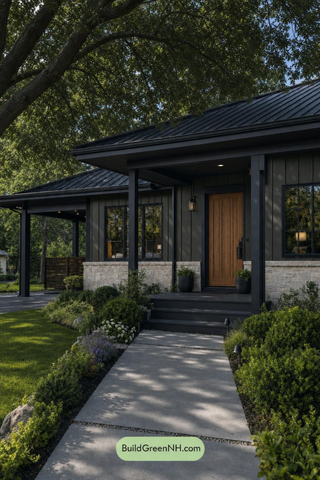 Green Ranch House Exterior Color Scheme: Forest Onyx - Shade