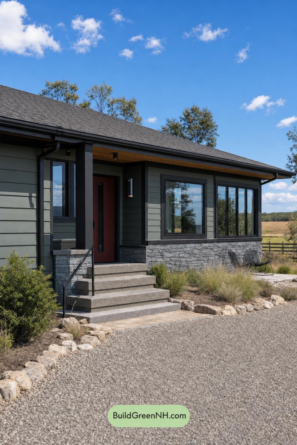 Green Ranch House Exterior Color Scheme: Juniper Slate