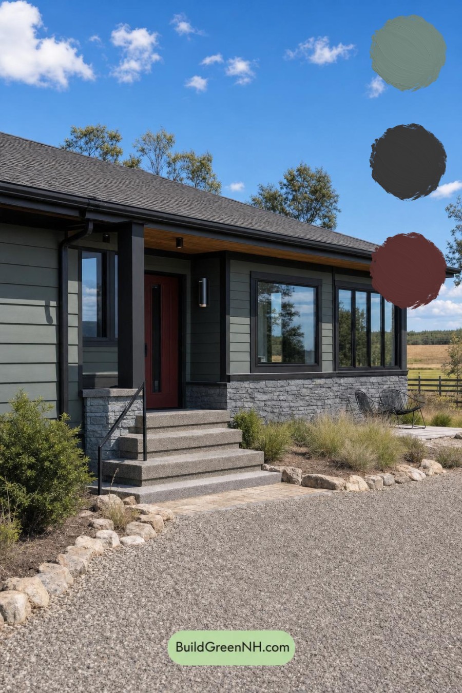 Green Ranch House Exterior Color Scheme: Juniper Slate
