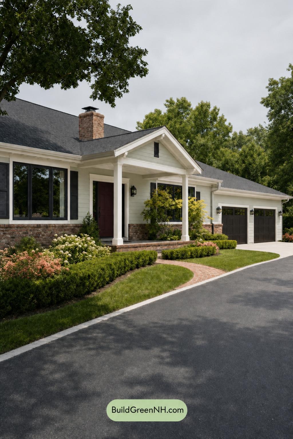 Green Ranch House Exterior Color Scheme: Lichen Hearth - Overcast
