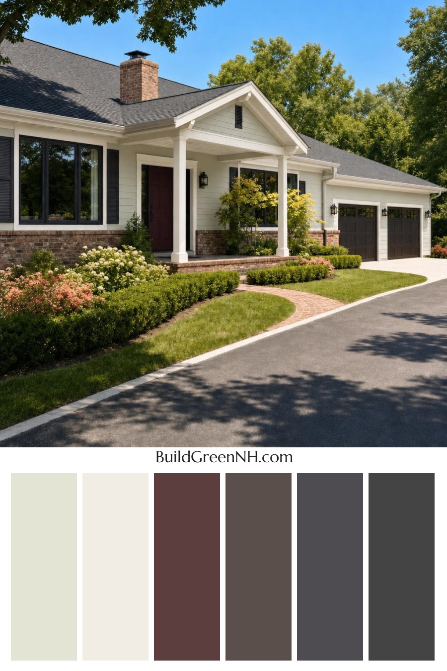 Green Ranch House Exterior Color Scheme: Lichen Hearth