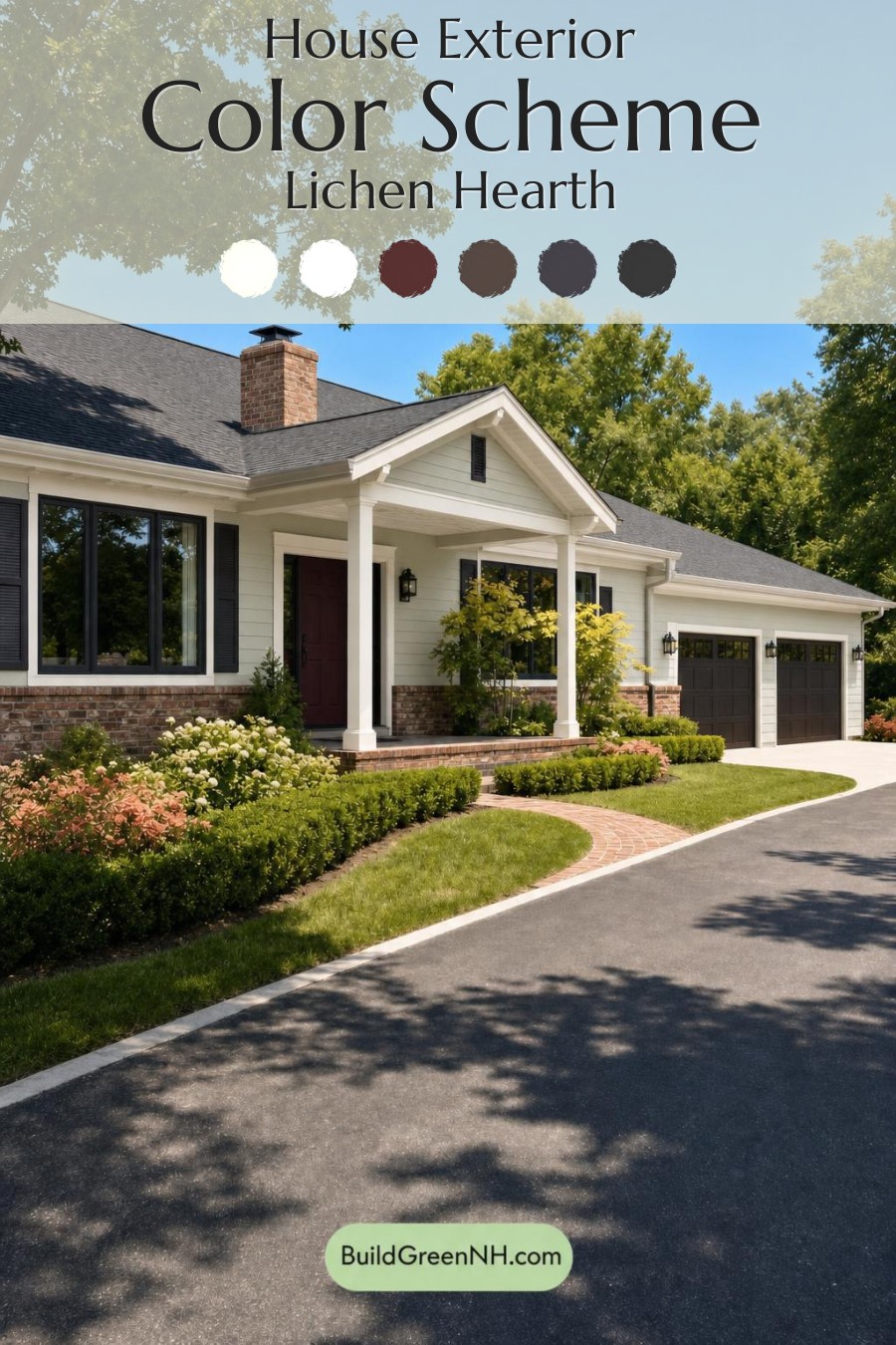 Green Ranch House Exterior Color Scheme: Lichen Hearth
