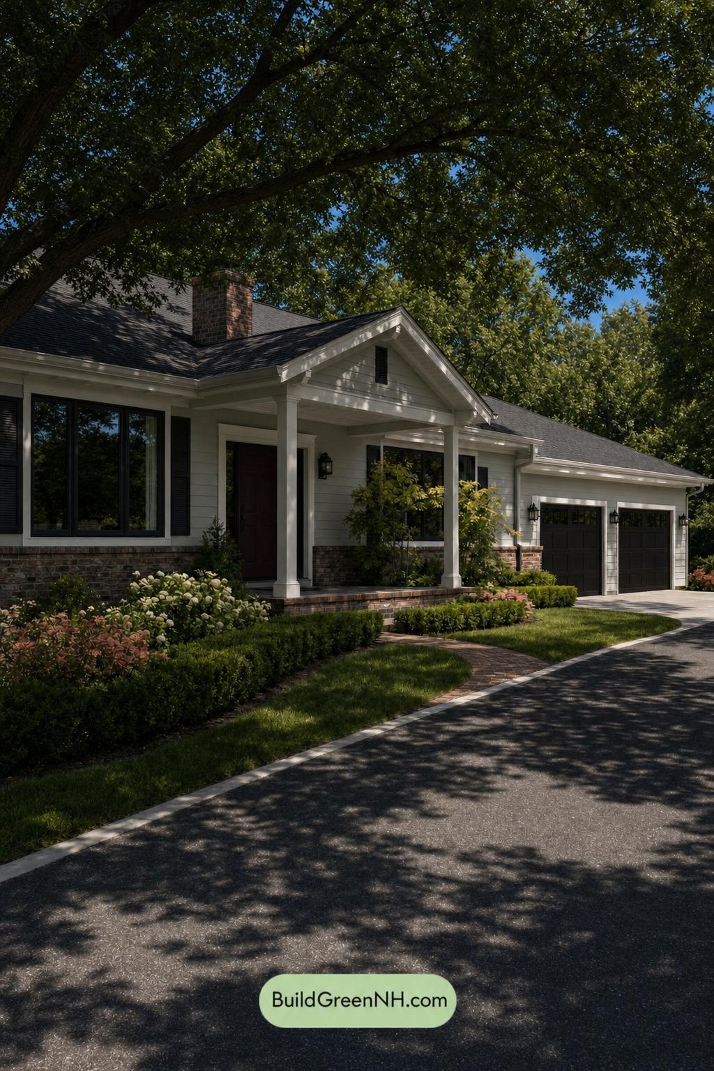 Green Ranch House Exterior Color Scheme: Lichen Hearth - Shade