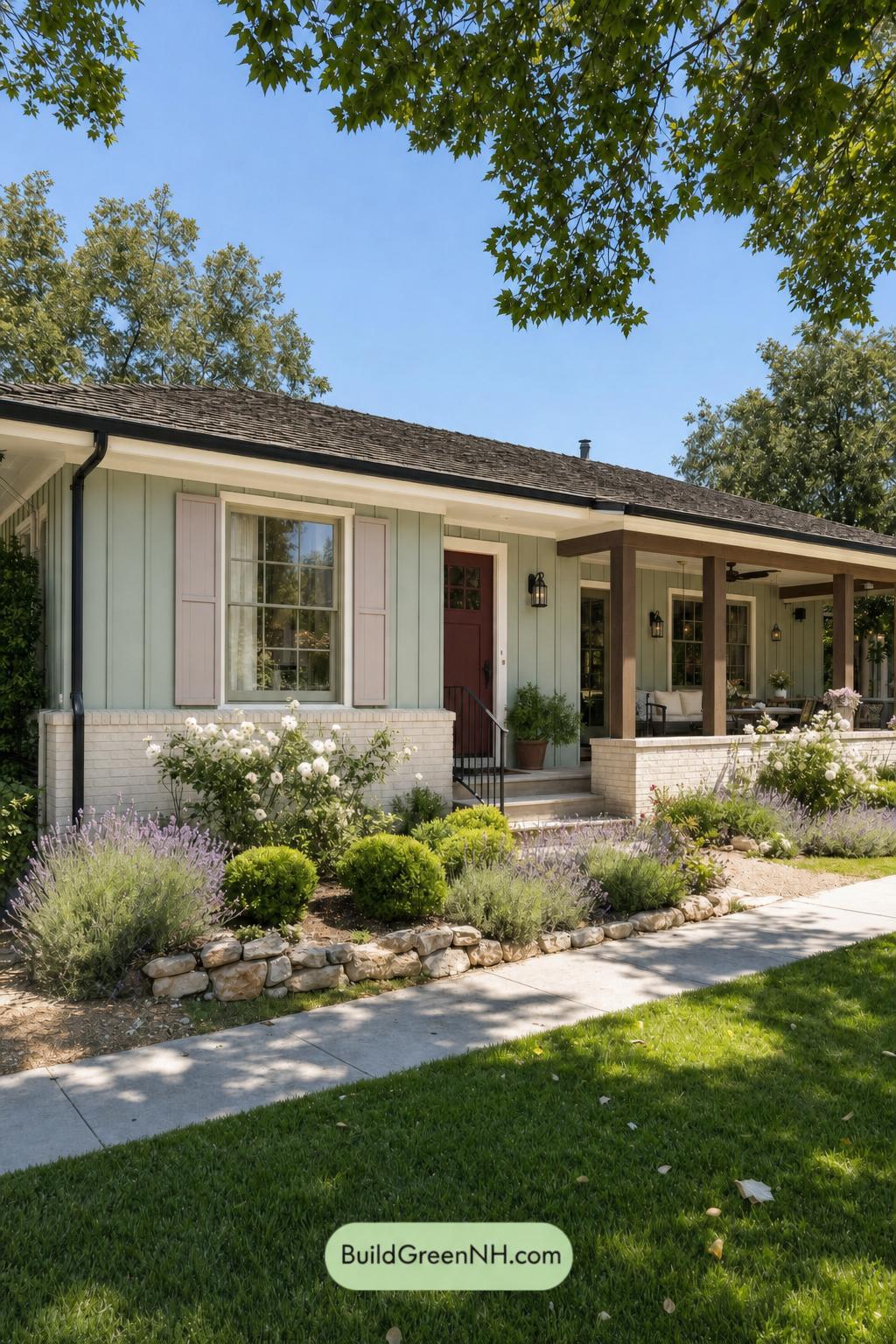 Green Ranch House Exterior Color Scheme: Mint Reverie