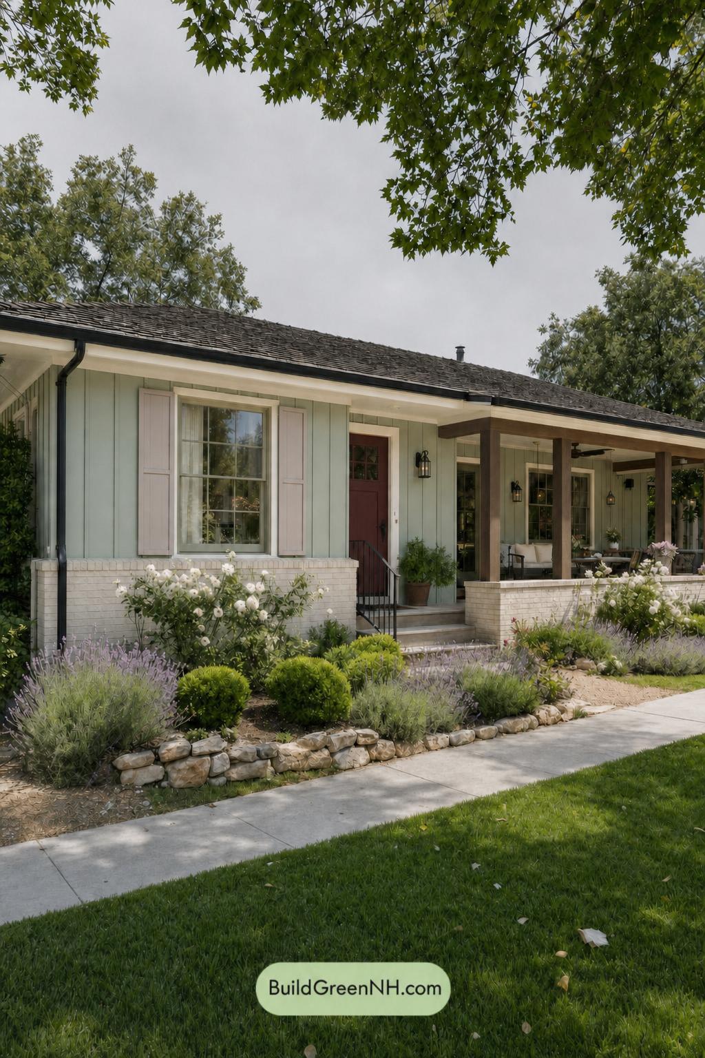 Green Ranch House Exterior Color Scheme: Mint Reverie - Overcast