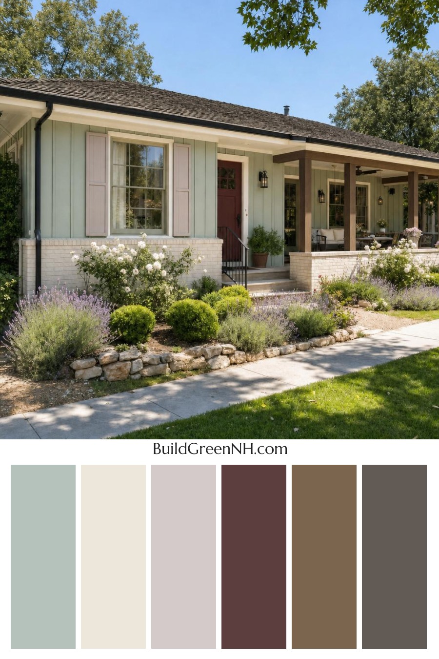 Green Ranch House Exterior Color Scheme: Mint Reverie