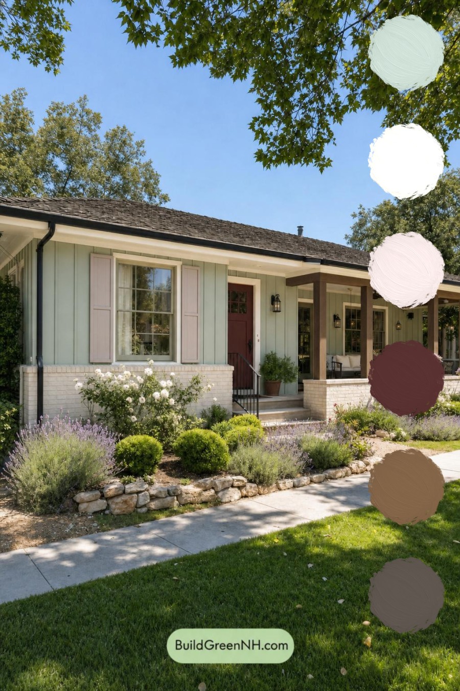 Green Ranch House Exterior Color Scheme: Mint Reverie