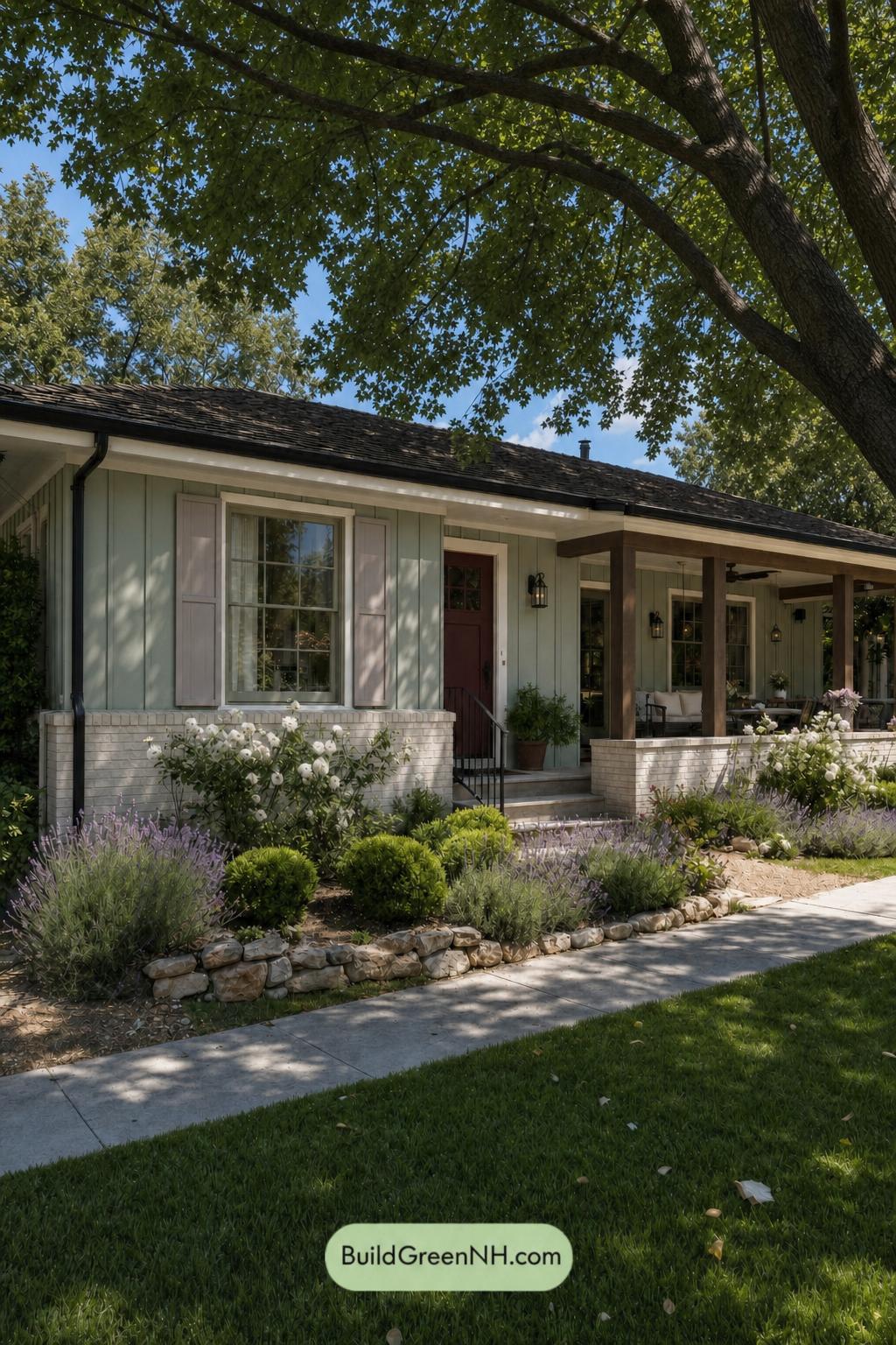 Green Ranch House Exterior Color Scheme: Mint Reverie - Shade