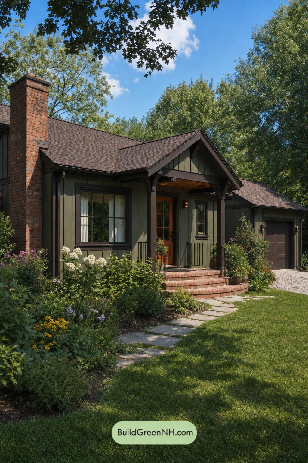 Green Ranch House Exterior Color Scheme: Moss Copper