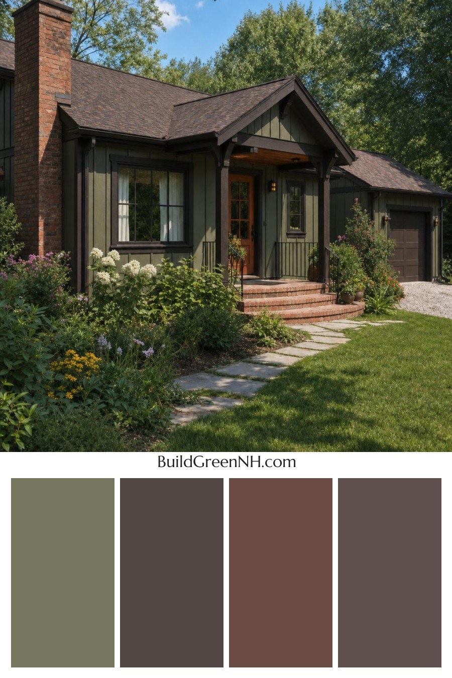 Green Ranch House Exterior Color Scheme: Moss Copper