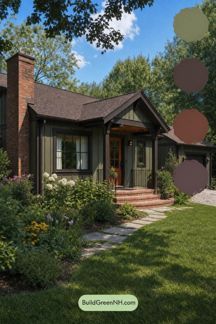 Green Ranch House Exterior Color Scheme: Moss Copper