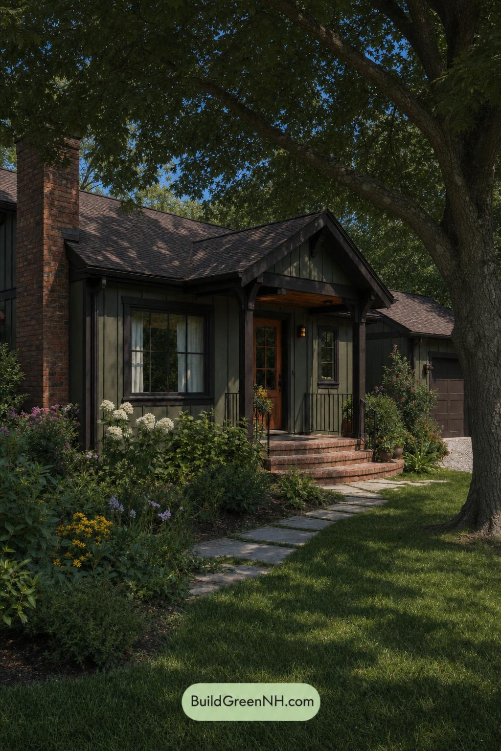 Green Ranch House Exterior Color Scheme: Moss Copper - Shade