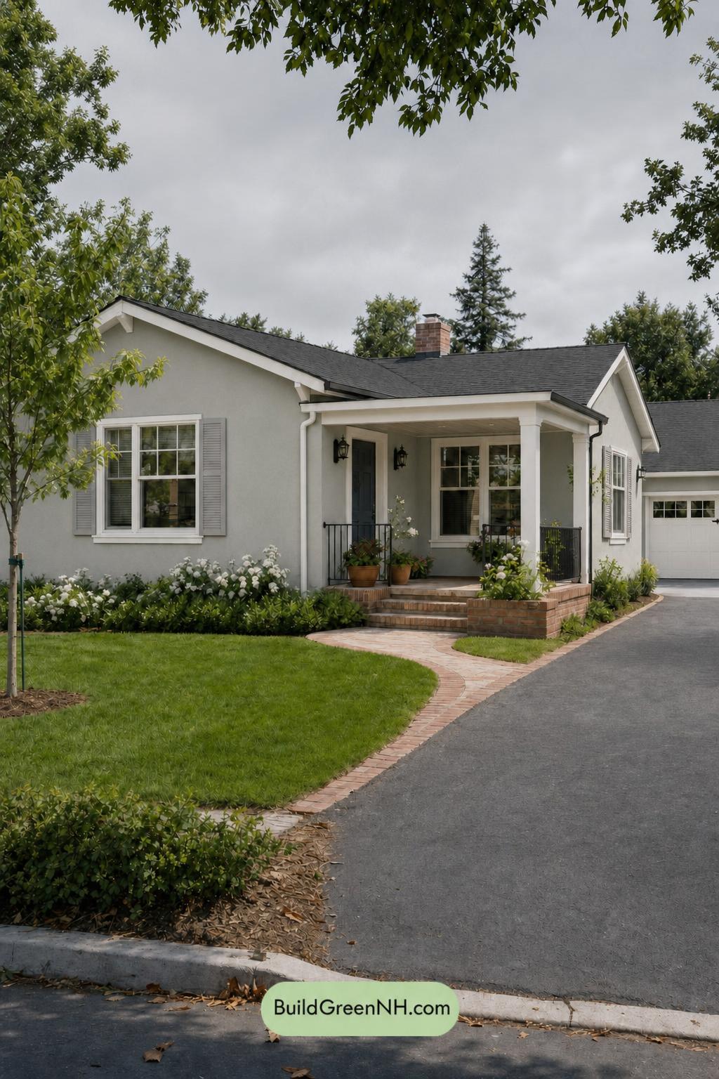 Green Ranch House Exterior Color Scheme: Pistachio Hush - Overcast