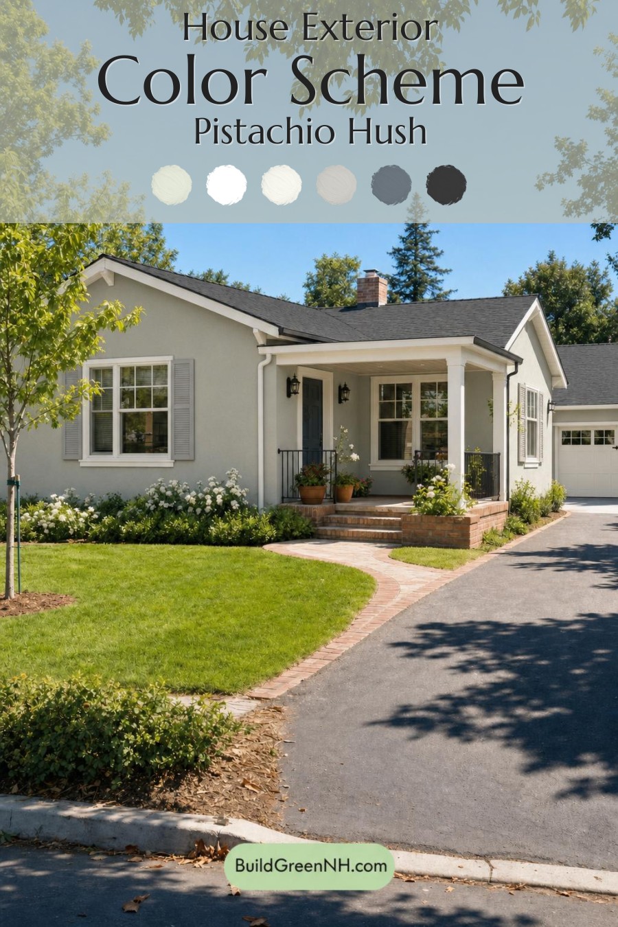 Green Ranch House Exterior Color Scheme: Pistachio Hush