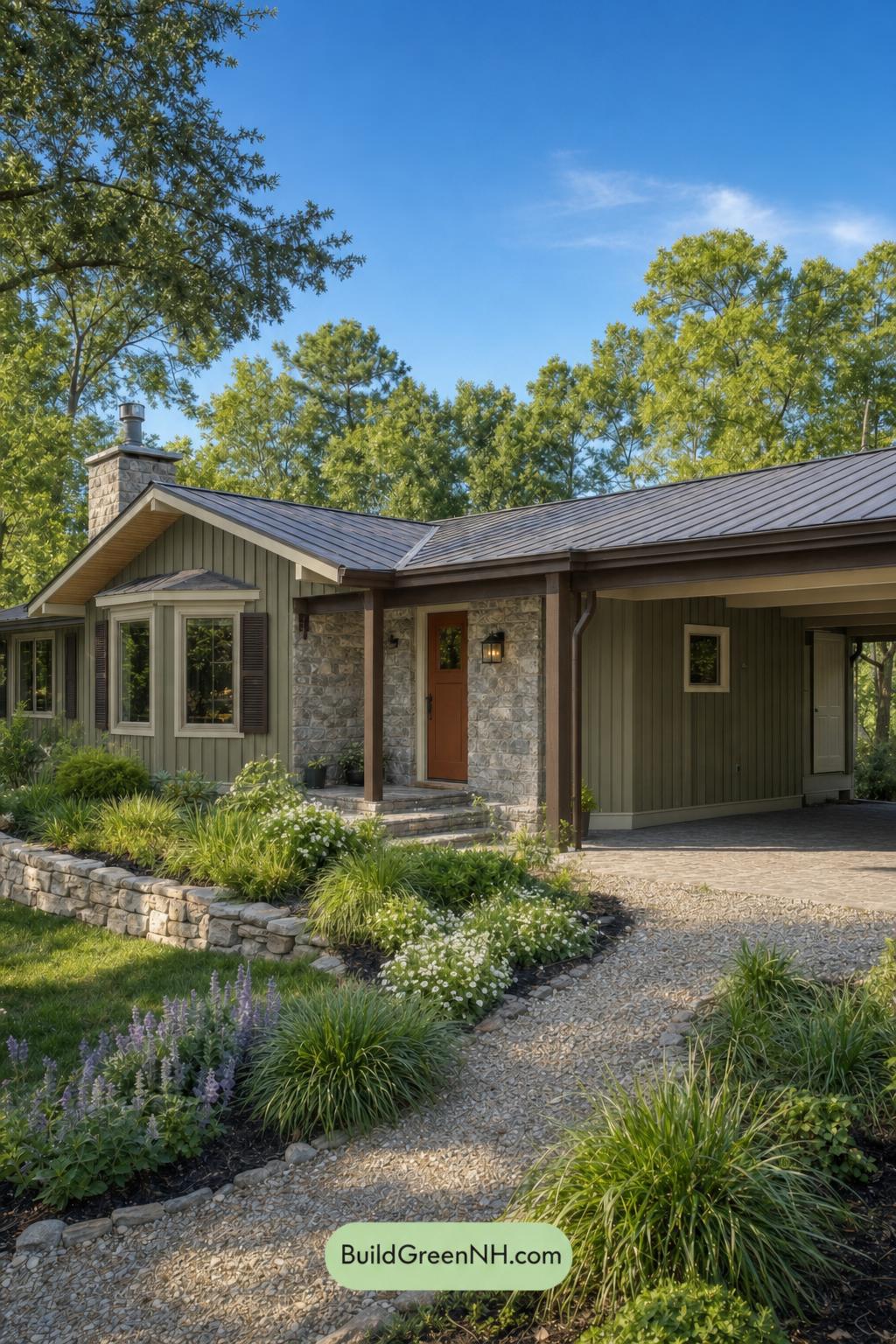 Green Ranch House Exterior Color Scheme: Stillwater House