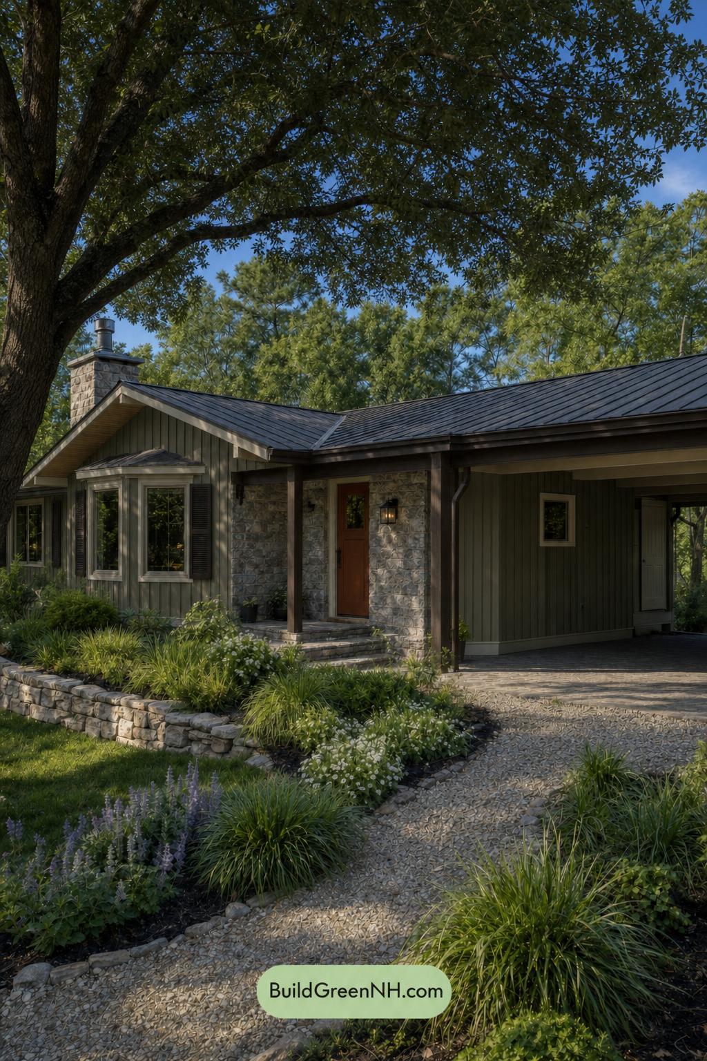 Green Ranch House Exterior Color Scheme: Stillwater House - Shade