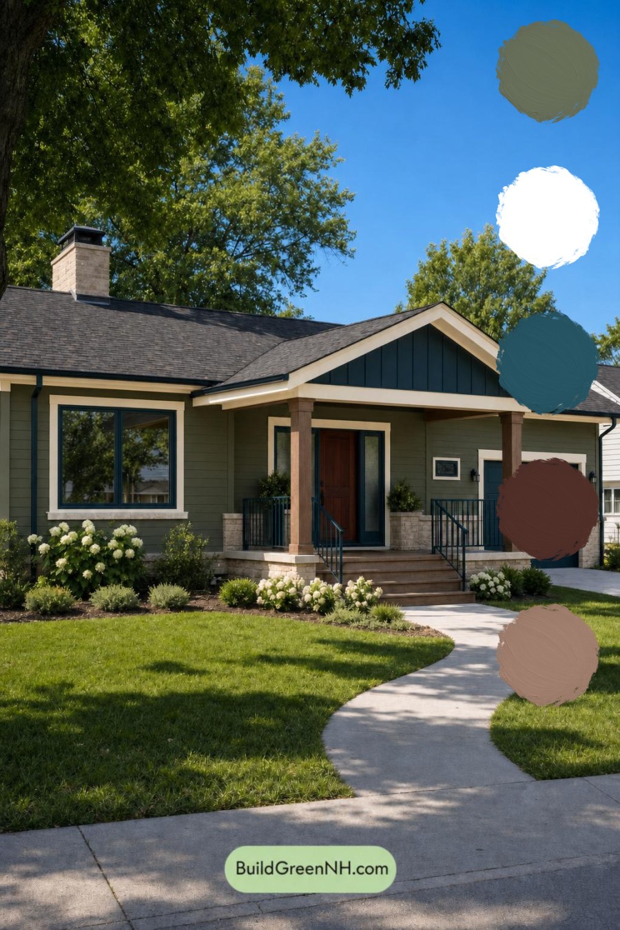 Green Ranch House Exterior Color Scheme: Verdant Ledger
