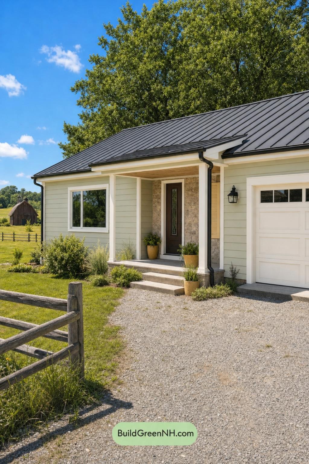 Green Ranch House Exterior Color Scheme: Willow Measure
