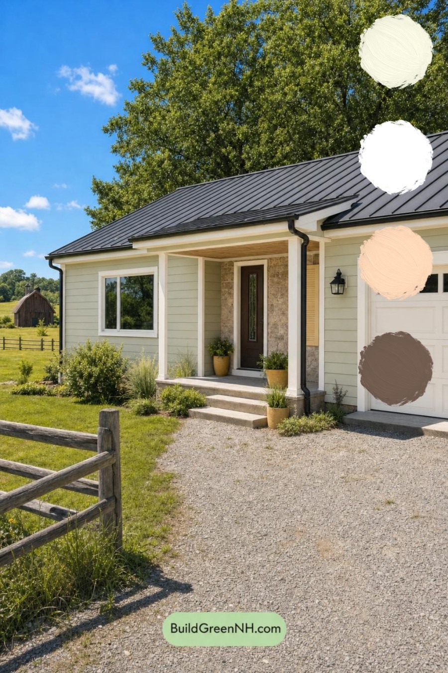 Green Ranch House Exterior Color Scheme: Willow Measure