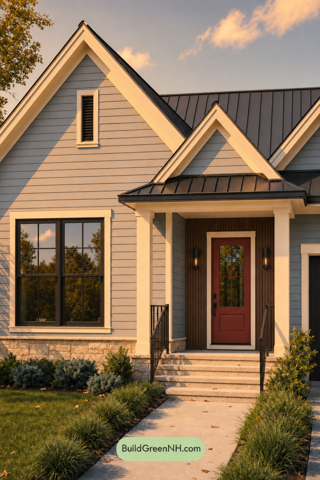 House with Black Roof Exterior Color Scheme: Azure Umber Cadence - Golden Hour
