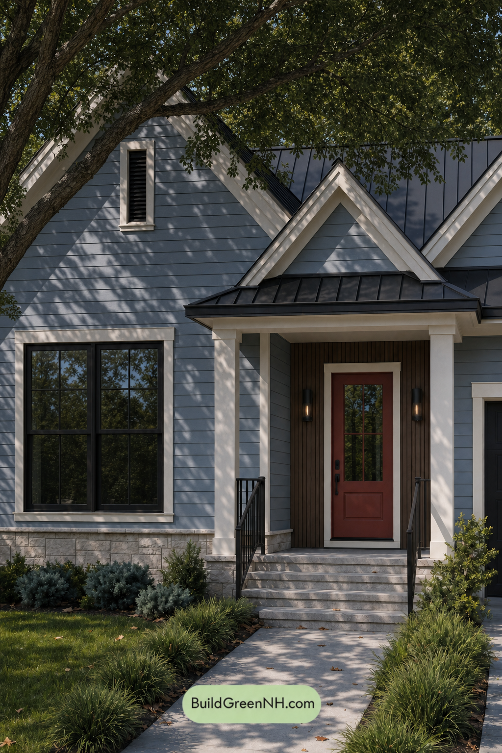 House with Black Roof Exterior Color Scheme: Azure Umber Cadence - Shade