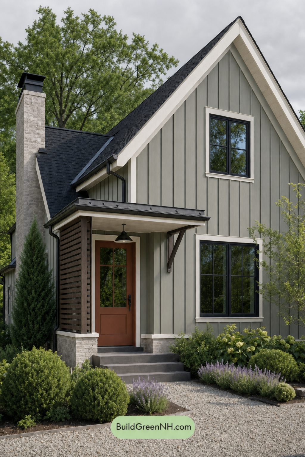 House with Black Roof Exterior Color Scheme: Cloud Copper Quiet - Overcast