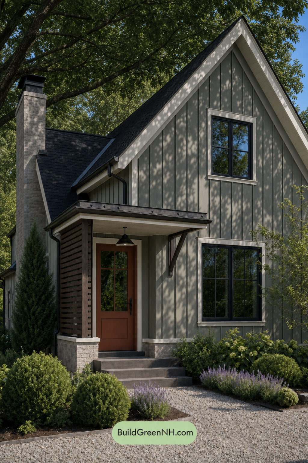 House with Black Roof Exterior Color Scheme: Cloud Copper Quiet - Shade