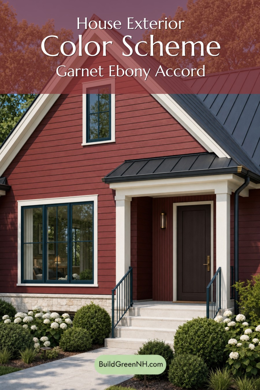 House with Black Roof Exterior Color Scheme: Garnet Ebony Accord