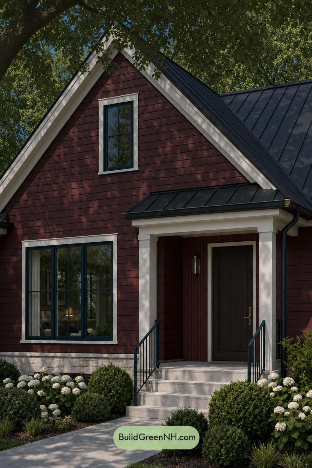 House with Black Roof Exterior Color Scheme: Garnet Ebony Accord - Shade