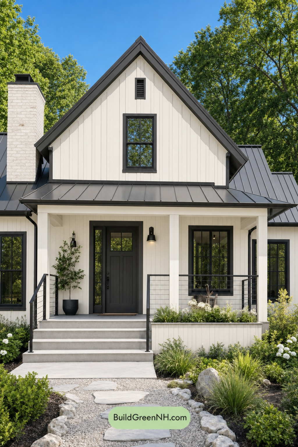 House with Black Roof Exterior Color Scheme: Pearl Ink Hearth