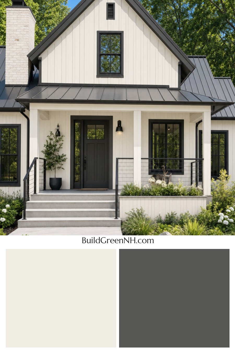 House with Black Roof Exterior Color Scheme: Pearl Ink Hearth